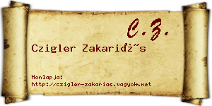 Czigler Zakariás névjegykártya